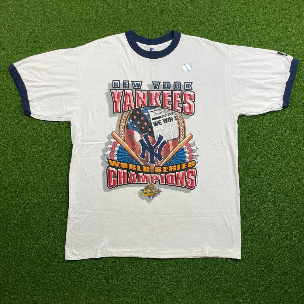Vintage 1996 NY Yankees World Series Champions Starter Ringer Tee USA Sz L
